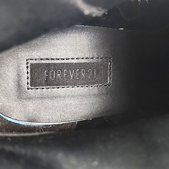 Forever 21 Black Faux Suede Heeled Lace Up Ankle Boots Side Zipper Size 7.5 - Picture 11 of 16